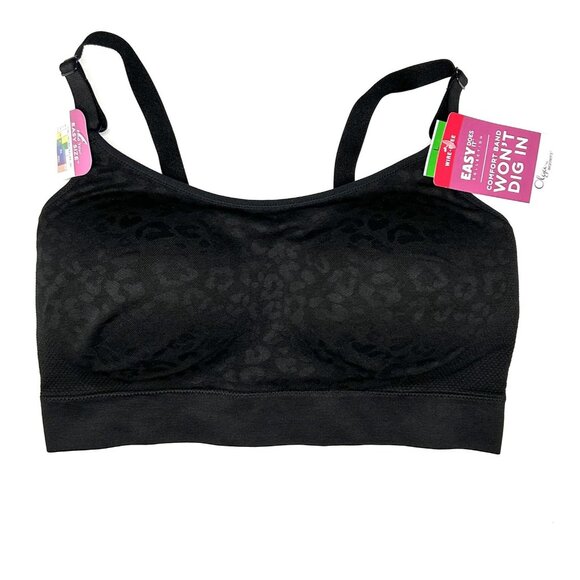 Warners Olga Bra Womens Large Black Leopard Jacquard Wire Free Easy Does GM9401A - Picture 3 of 10